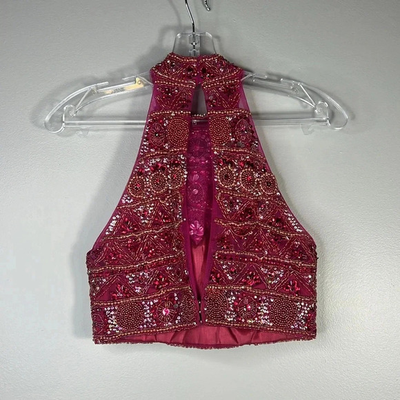 Sherri Hill Two-Piece Ruby Beaded Bodice & Organza Skirt - Size 0 - EUC - Picture 7 of 16